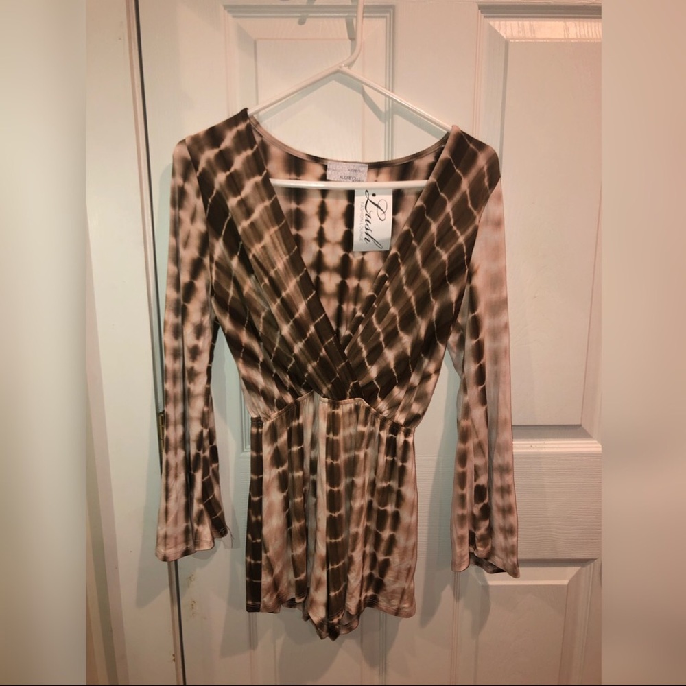 Olive & Tan Tie Dye Romper - NWT
